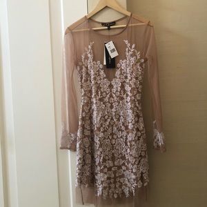 For Love & Lemons Nude Embroidery Cocktail Dress